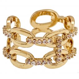 Δαχτυλίδι ανοιγόμενο μεταλλικό με στρας σε χρώμα χρυσό.